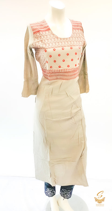 Rayon kurti with black embroidery