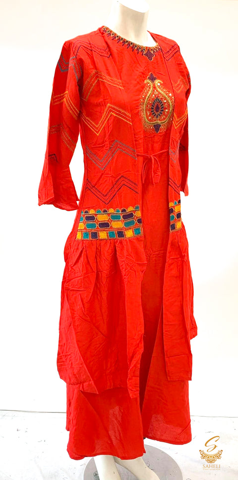 rayon based embroidered flared jacket style kurti