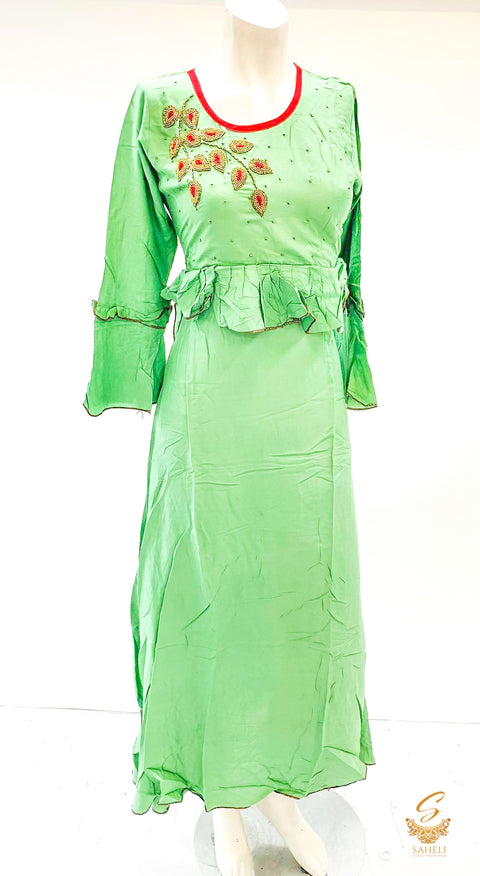 sippy handwork design beautiful flared Rayon Kurti