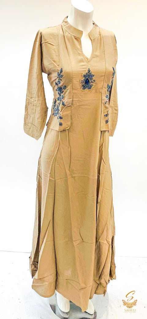Nevi Blue colour rayon based beautiful pearl work flared Kurti