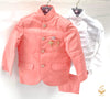 Peach Colour 3 Piece Nehru Suit With White Shirt & Blue Pent
