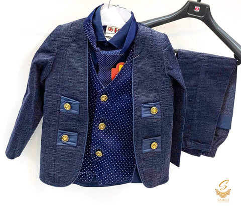 Blue colour Boys 5 Piece Suit