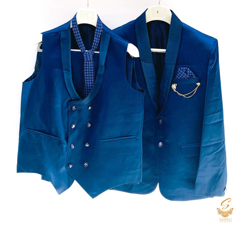 Dark Blue colour Men's Regular Fit Five Piece Suit