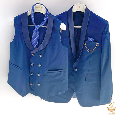 Deep Blue colour Men's Regular fit Five Piece Suit