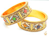 Golden Colour Fine Stones Beautiful Brass Bangles kade With Beautiful crystals stones & pearl Work (2 Kade set)
