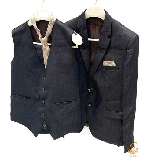 Dark Anchor Grey colour Mens 4 Piece suit