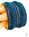 Dark Peacock blue colour Fine Stones Beautiful Brass Bangles set