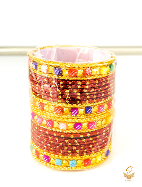 Maroon colour metal bangles set for kids