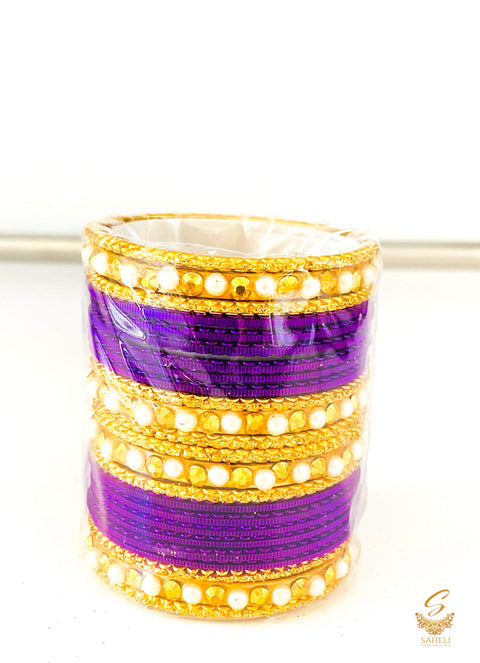Violet colour metal bangles set for kids
