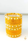 Yellow colour metal bangles set for kids