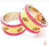 Pink colour Fine Stones Beautiful Brass Bangles kade With Beautiful pearl Work (2 Kade set)