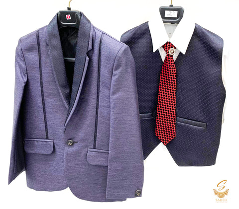 Purple Colour Boys 5 Piece Suit