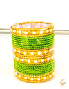 Lime green colour metal bangles set for kids