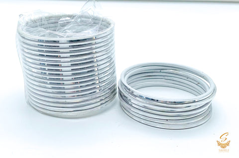 Silver colour metal bangles for kids (2 dozen)