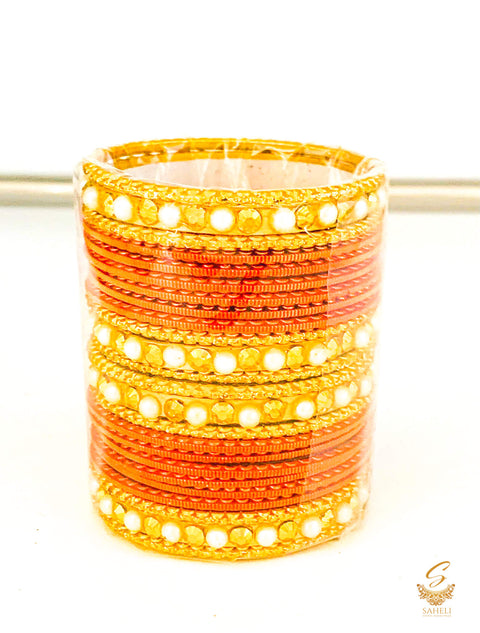 Orange colour metal bangles set for kids