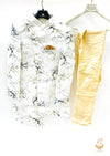 Soft silk Brocade Print Indo Western with golden pajami pents