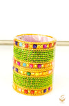 Lime green colour metal bangles set for kids