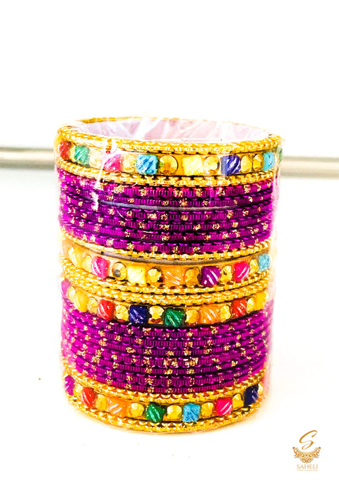 Purple colour metal bangles set for kids