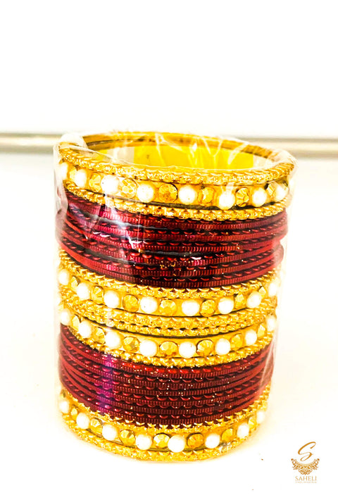 Dark maroon colour metal bangles set for kids