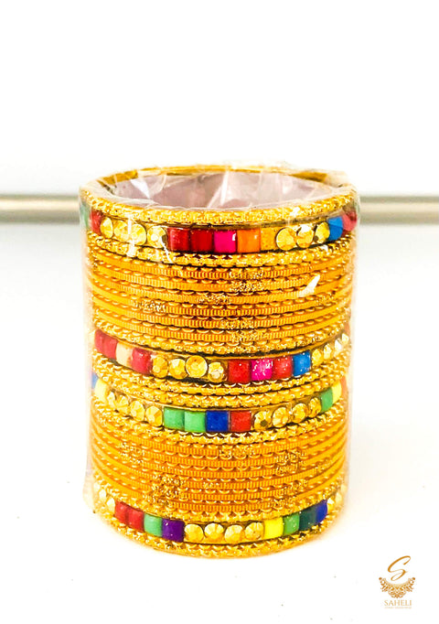 Yellow colour metal bangles set for kids