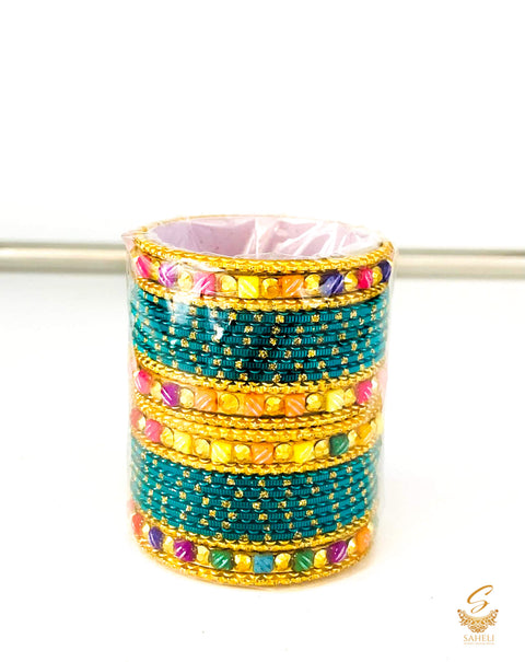 Rama green colour metal bangles set for kids