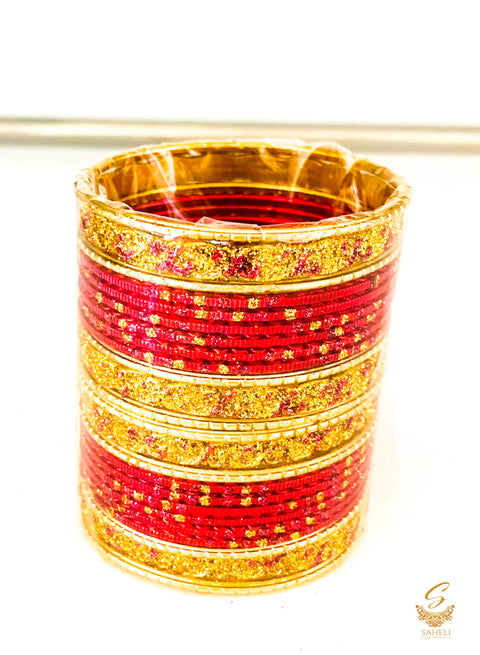 Mazenta colour golden shimmer metal bangles for kids