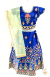 Blue colour silk based heavy embroidery work with stones readymade lehnga & blouse & contrast dupatta lehnga