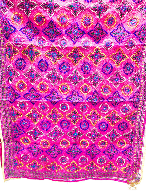 Heavy Work Raw Silk Fabric Handcrafted With Kashmiri Work Dupatta