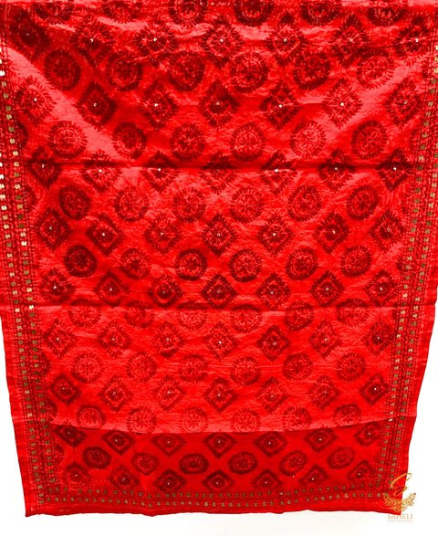 Heavy Work Raw Silk Fabric Handcrafted With Kashmiri Work Dupatta