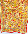 Heavy work raw silk fabric handcraftedwith Kashmiri work Pom pom dupatta