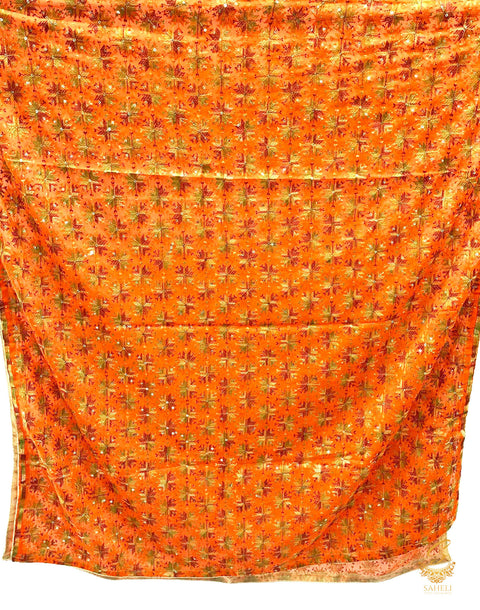 ORANGE colour georgette phulkari dupatta