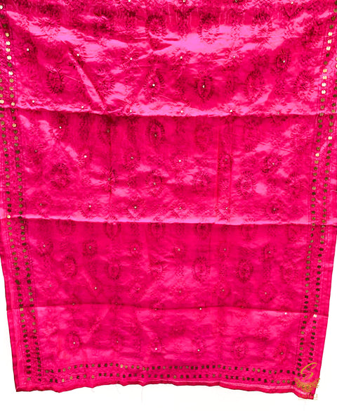 Heavy Work Raw Silk Fabric Handcrafted With Kashmiri Work Dupatta
