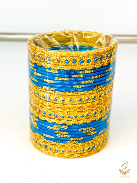 Firozi colour golden shimmer metal bangles for kids