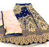 Nevi blue colour velvet based heavy embroidery lehnga with baby pink colour netting embroidered dupatta