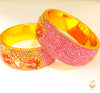 Pink colourjerkan stones with golden mirror stones kade set (2 KAde)