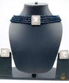 Nevi Blue Crystal Pearls With Silver Jerkan stone & pearls Pendant Choker Set