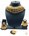 Original kundan choker set with black pearls necklace set (back side of earring design display (original kundan)
