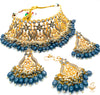 Grey colour Beautiful meenakari work with grey pearls with Kundan Stones necklace set