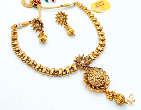 Small Size Beautiful Gold Plated (Artificial) Necklace Set south indian style