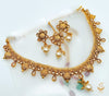 Small SizeSouth Indian Style Beautiful Gold Plated (Artificial) with polki stone Necklace Set