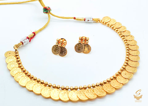Small Size  South Indian Style Beautiful Gold Plated (Artificial) Necklace Set