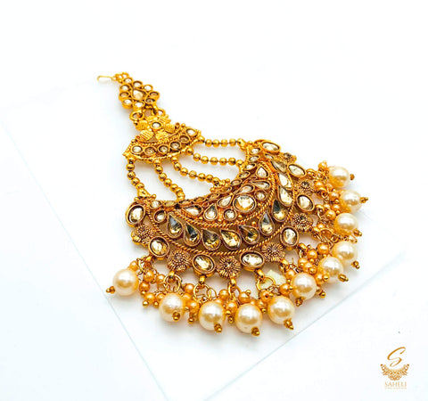 golden pearls and Polki stone beautiful passa