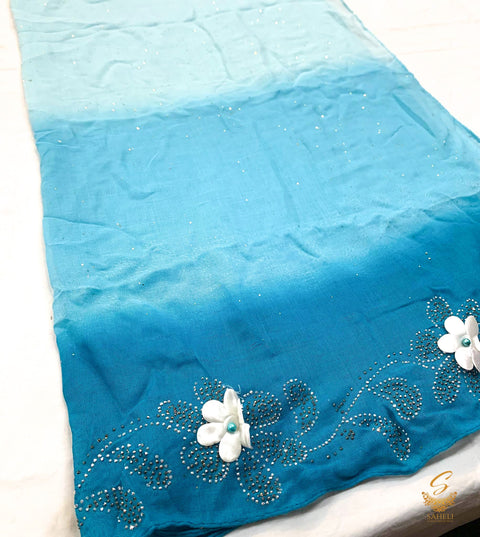 Two shades beautiful soft fabric with stone work Hijaab