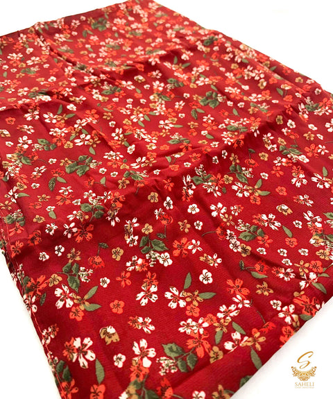 Dark maroon colour floral print chiffon based beautiful hijab