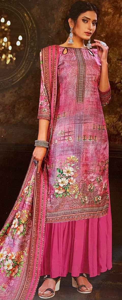 Designer Woolen Collection  Fabric :  Pashmina  Top :-  Pashmina Digital Style Print | (2.50 mtrs)  Bottom :-  Pashmina Spun | (2.60 mtrs apx)  Dupatta :- Pashmina Shawl | (2.25 mtr)  SIZE : Unstitched