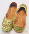 Pastel mint green colour stone work & moti beaded hand work punjabi jutti