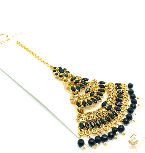 Black Pearls & Stone With Golden Stone Beautiful Tikka