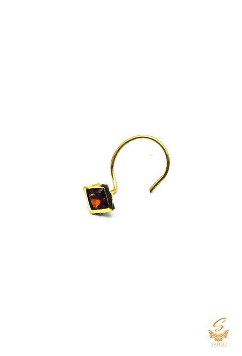 Copper Gold Stone Nose Ring Pin