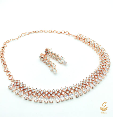 Rosegold American Diamond  Beautiful necklace set