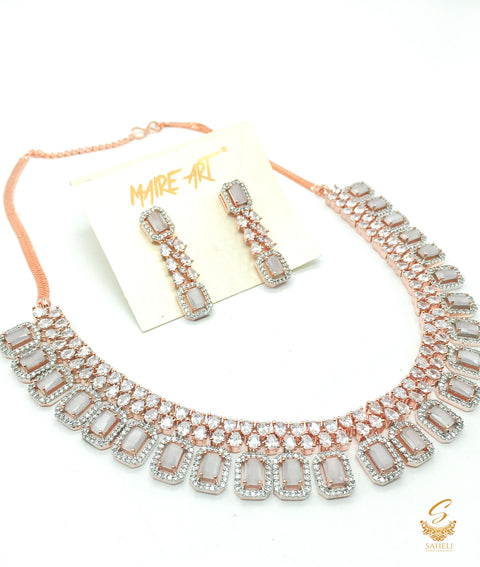 Rosegold American Diamond  Beautiful necklace set